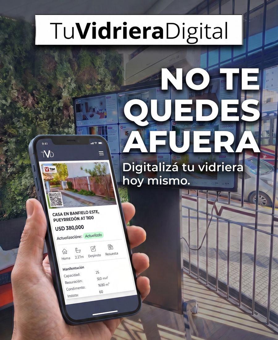 Vidriera digital TVD funcionando con administración desde el celular
