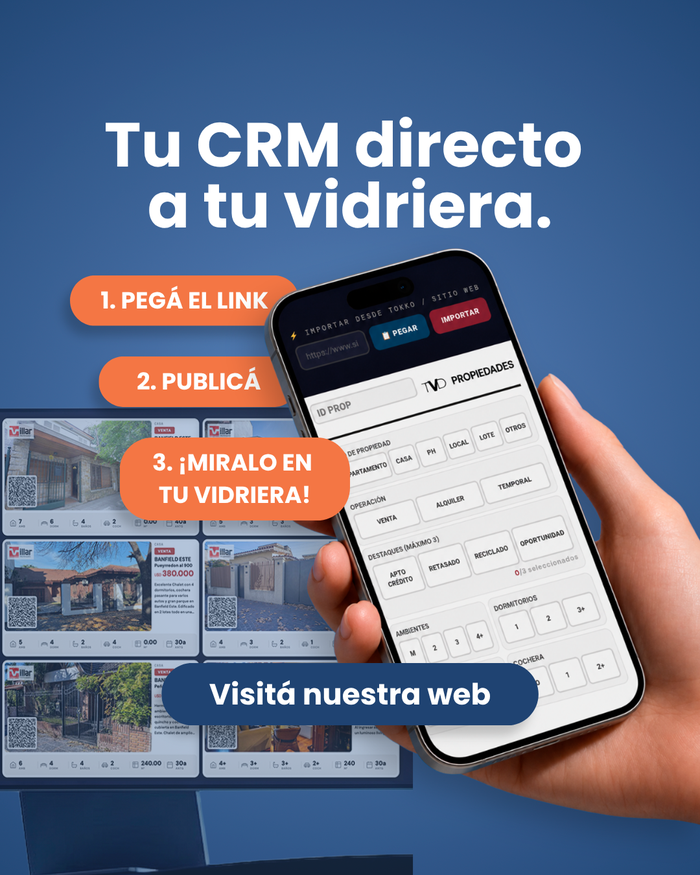 Tu CRM directo a tu vidriera — pegá el link, publicá, y miralo en tu vidriera